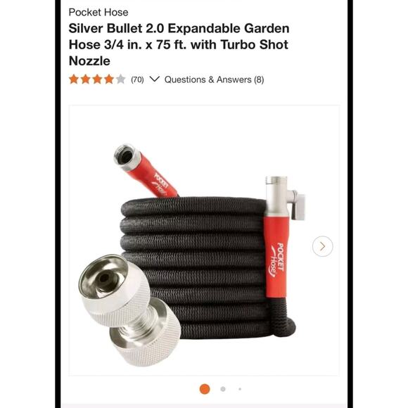 Pocket Hose Silver Bullet 2.0 Expandable Garden Hose 75-FT, Brand New - Picture 2 of 5